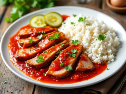 Lingua di maiale alla salsa di pomodoro e cetriolini